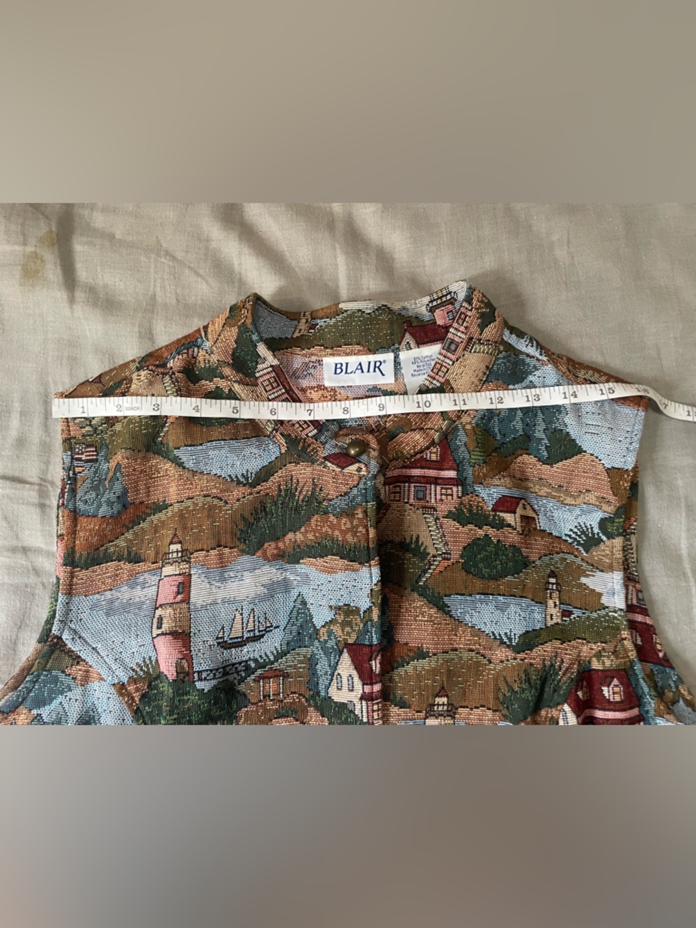 Vintage Blair tapestry Nautical vest XL lighthouse - Picture 8 of 8